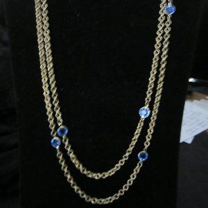 Vintage 24" goldtone chain with Blue gems